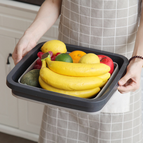 Folding basin retractable home vegetable washing portable thickened car travel outdoor camping washbasin fruit basket