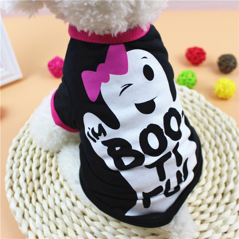 Dog Clothes Spring and Summer Cartoon Print T-Shirt Teddy Bear Pet Apparel Wholesale Pet Halloween Clothes