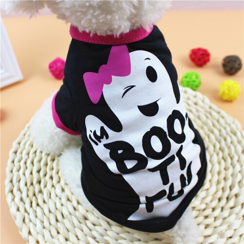 Dog Clothes Spring and Summer Cartoon Print T-Shirt Teddy Bear Pet Apparel Wholesale Pet Halloween Clothes