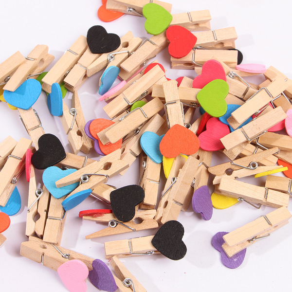 Manufacturer direct for small wholesale wooden card love clip color…