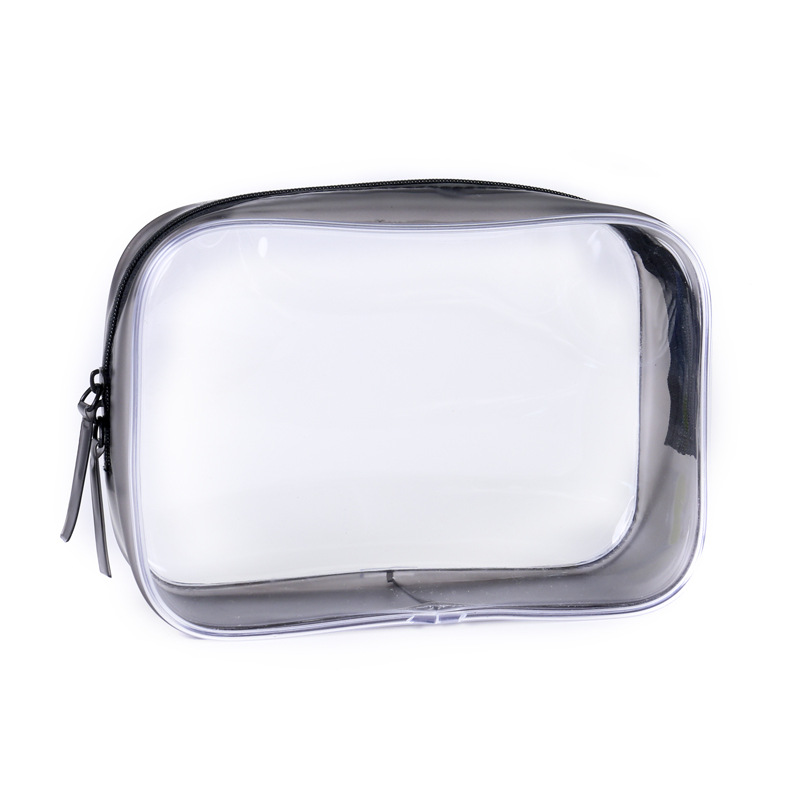 Bolsa de cosméticos de PVC transparente en stock bolsa de lavado de viaje impermeable cremallera de costura bolsa de PVC bolsa de cosméticos portátil tridimensional