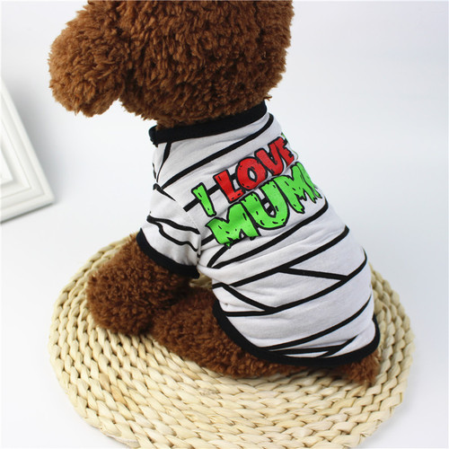 Dog Clothes Spring and Summer Cartoon Print T-Shirt Teddy Bear Pet Apparel Wholesale Pet Halloween Clothes