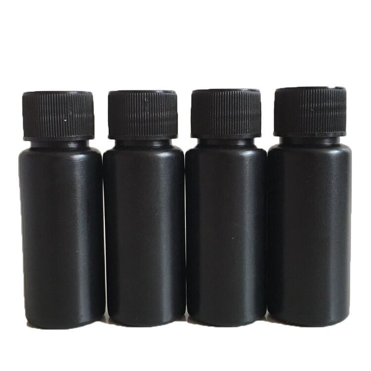 Fabricante 30ml negro a prueba de luz botella puntiaguda PE botella de plástico botella dispensadora botella de tinta botella dispensadora UV