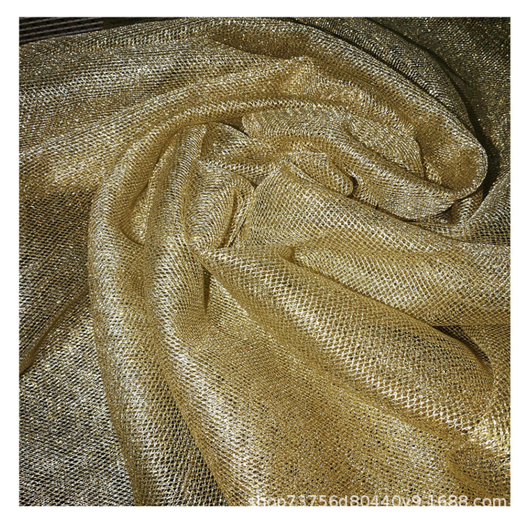 厂家现货供应亮光 全涤金丝菱形网眼布箱包手袋服装网布面料