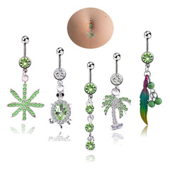 Amazon's best-selling 5-piece navel ring combination small fresh green leaf turtle navel ring navel button navel nail