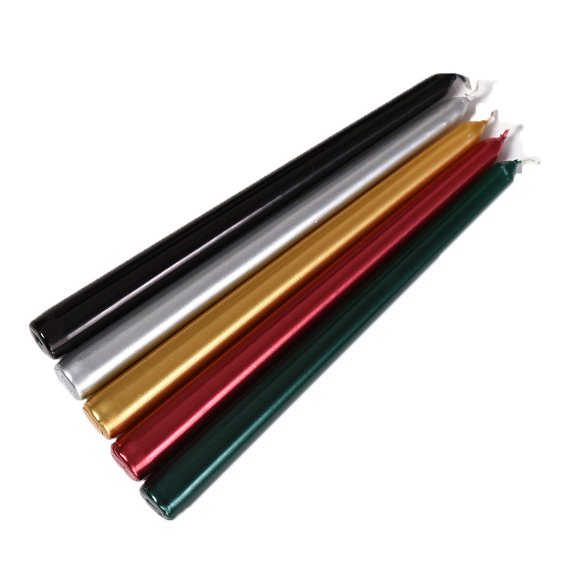 De estilo europeo de vela electrochapada vela de cumpleaños de oro y plata Rojo Negro cónico cera vela de la boda