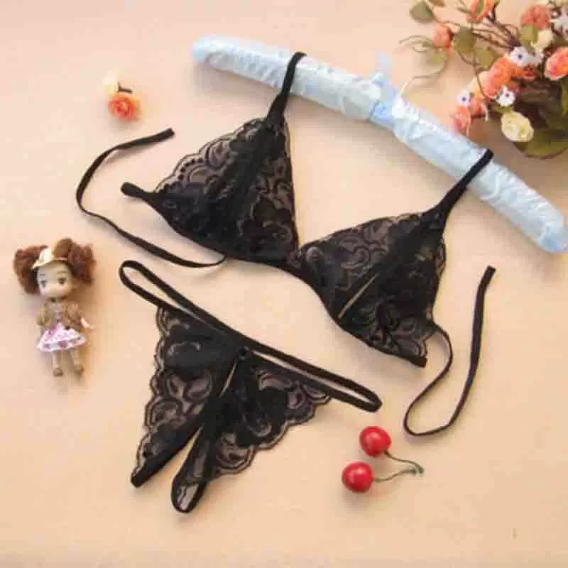 Sexy Lingerie Set, Lace Bralette & G-String, One Size / Large (fits ~120–150 lb), 5 Colors