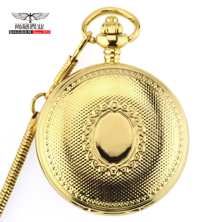 All-copper automatic mechanical movement pocket watch retro flip carved male and female student elderly watch wholesale