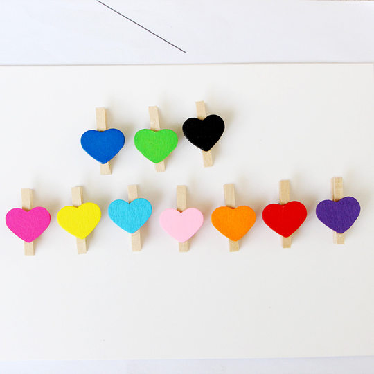 3cm Mini Photo Clip Colorfulful Heart Small Wooden Clip Creative Clip Photo Home Decoration Cartoon Crafts