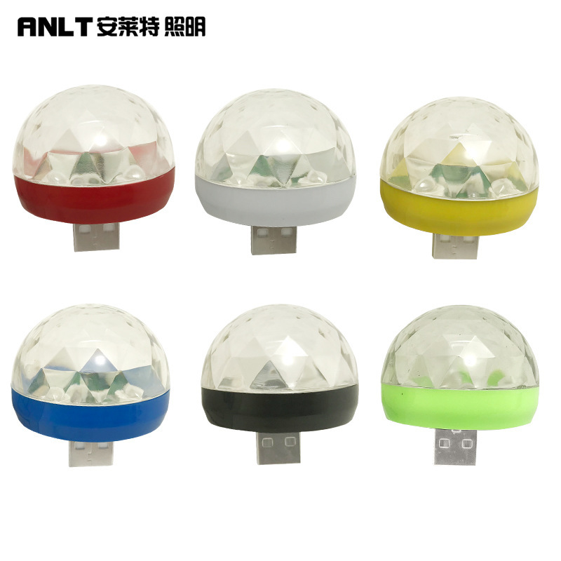 Mini stage light voice control small magic ball light RGB mobile phone usb android apple rotating stage light LED Mini stage light voice control small magic ball light RGB mobile phone usb android apple rotating stage light LED