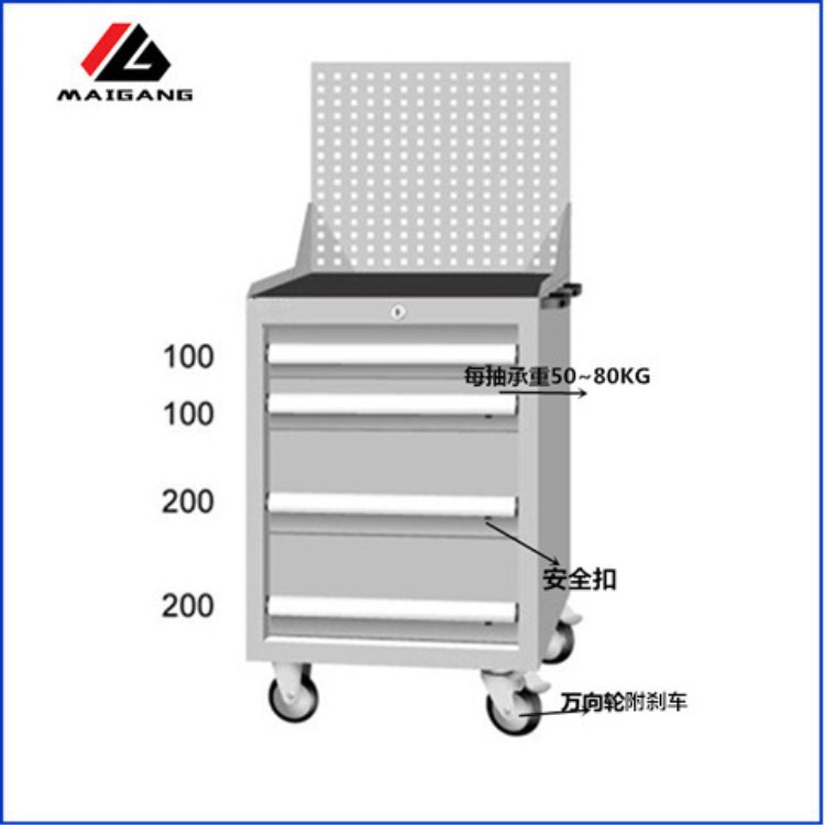 麦冈MG-7041MA汽保汽修重型工具柜五金零件箱4抽多功能工具车
