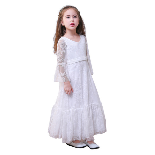 Girls' Autumn Long Sleeve Lace Dress Children's Dress Bell Sleeve Baby Dress Girls' Dress