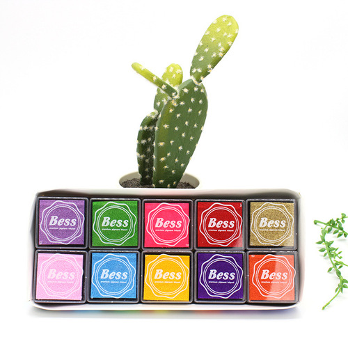 4*4cm BESS finger painting color ink pad rubber cute children teacher seal stamp pad 20 colors set