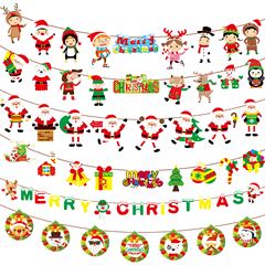 2025 新紙クリスマスフラグパーティー装飾幼稚園シーンレイアウトクリスマス吊り旗フラワーペンダント