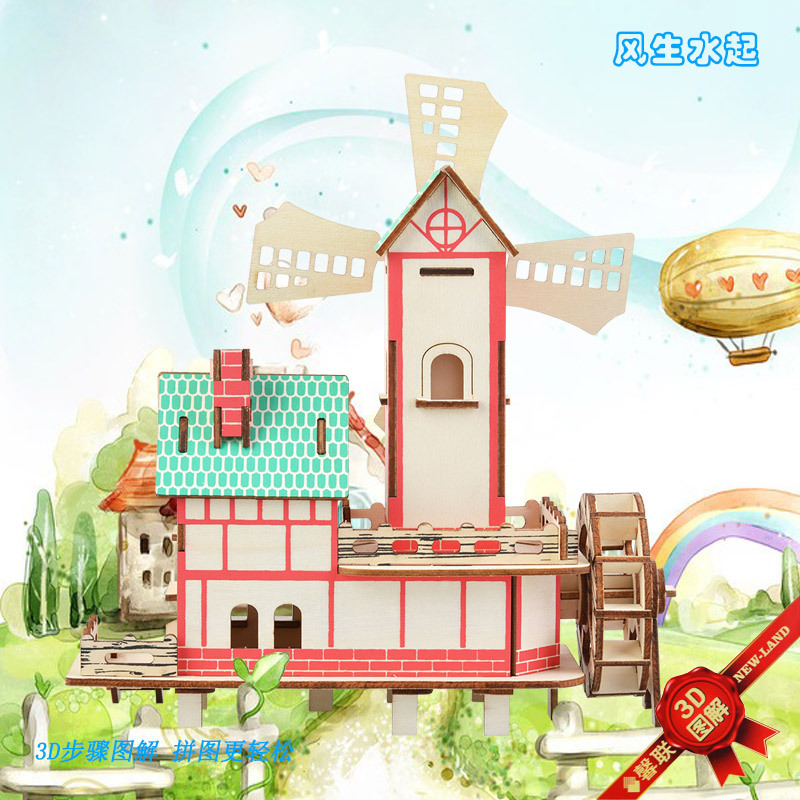 Деревянный трехмерный конструктор, хижина, вилла, головоломка, игрушка, домик своими руками, пазлы для детей