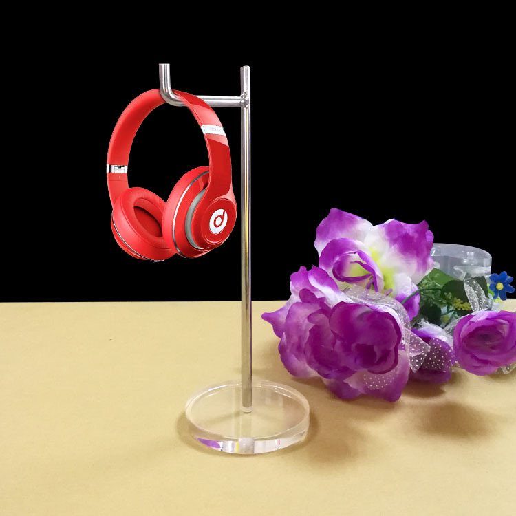 深圳雅迪有机玻璃 头戴式耳机支架 金属 耳机展示架圆底方底支架