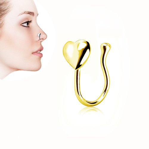 European and American piercing jewelry love nose pin nose ring hypoallergenic stainless steel new nose jewelry holeless piercing jewelry