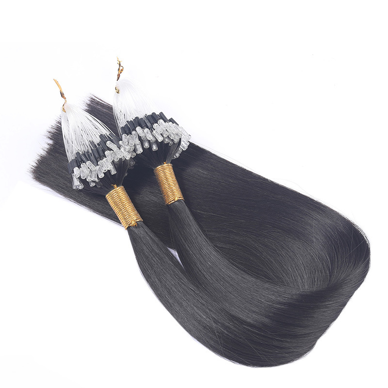 Extensiones de cabello de vidrio para mujeres, cabello lacio de longitud media, peluca de cabello humano real, extensiones de cabello real, suaves.