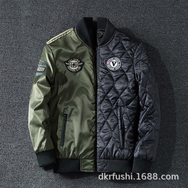 El otoño y el Invierno de los nuevos hombres del collar del soporte Delgado chaqueta de moda de algodón acolchado de doble cara abrigo de algodón Z-B03