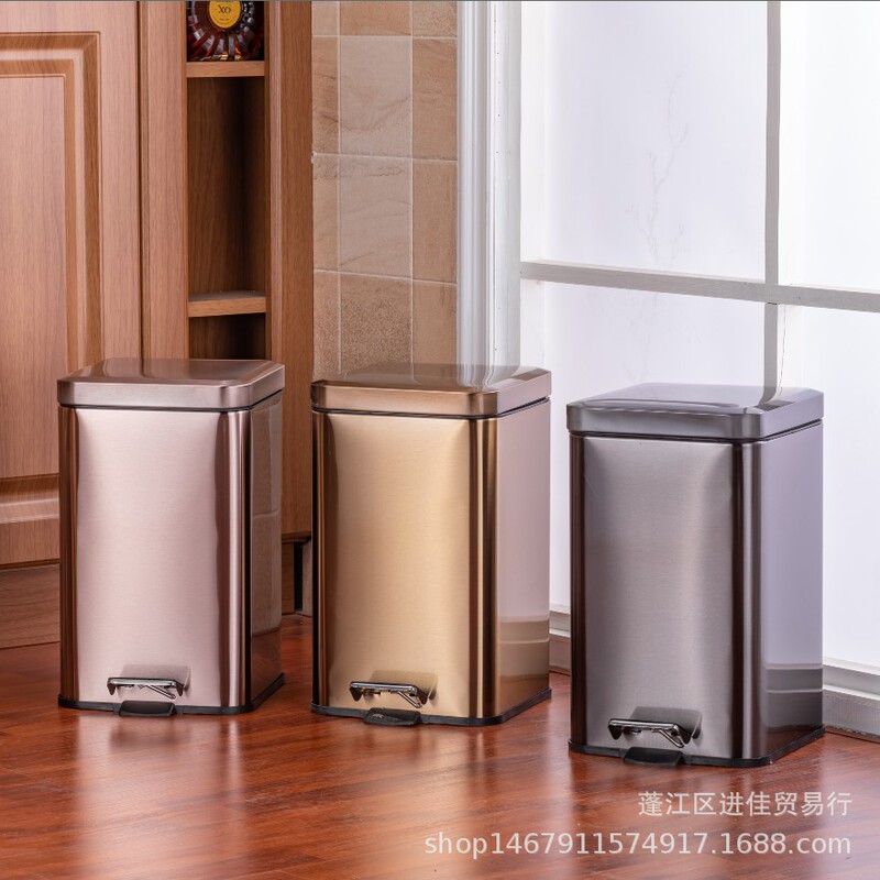 European-style stainless steel pedal trash can household living room kitchen bathroom hotel gift printable logo European-style stainless steel pedal trash can household living room kitchen bathroom hotel gift printable logo