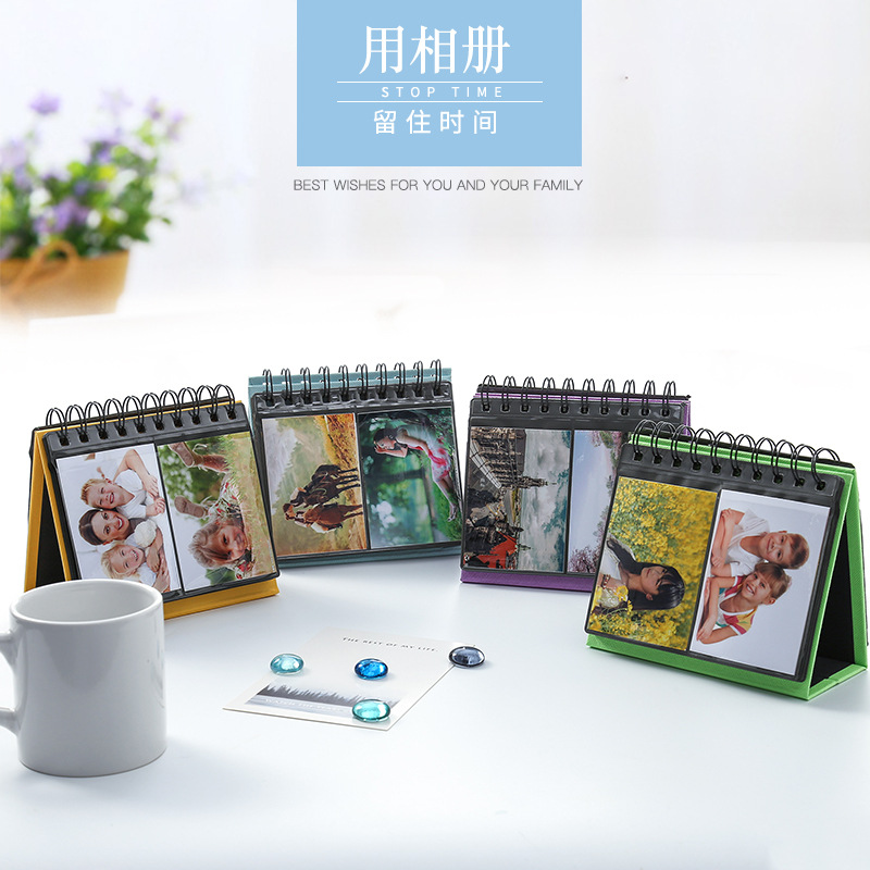 후지 폴라로이드 세로 페이지 터닝에 표준 3 인치 사진 앨범 책상 캘린더 테이블 코일 삽입 68 사용자 정의
