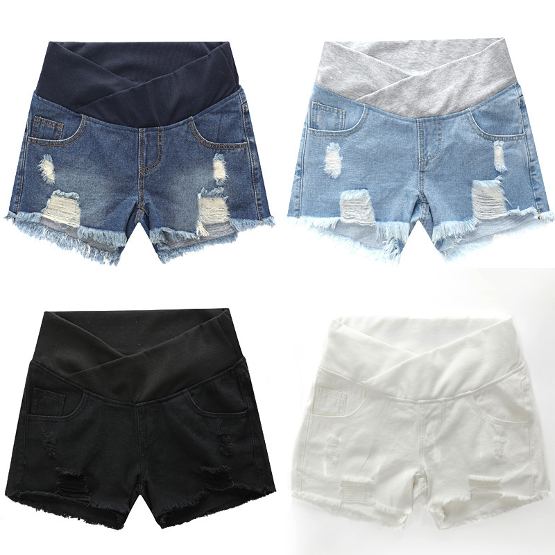 Pregnant Women's Shorts Summer Outer Wear Low Waist Denim Shorts Pregnant Women's Summer New Spring Loose Pregnant Women's Pants 0268