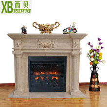 大理石壁炉家装壁龛装饰摆件石材雕刻石雕取暖壁炉架室内欧式简约