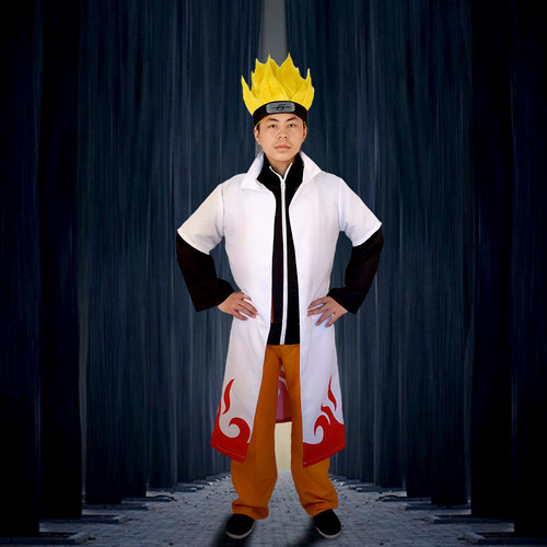 Halloween Akatsuki organization cos suit Naruto fourth generation sixth generation Naruto orange and white performance cloak cloak