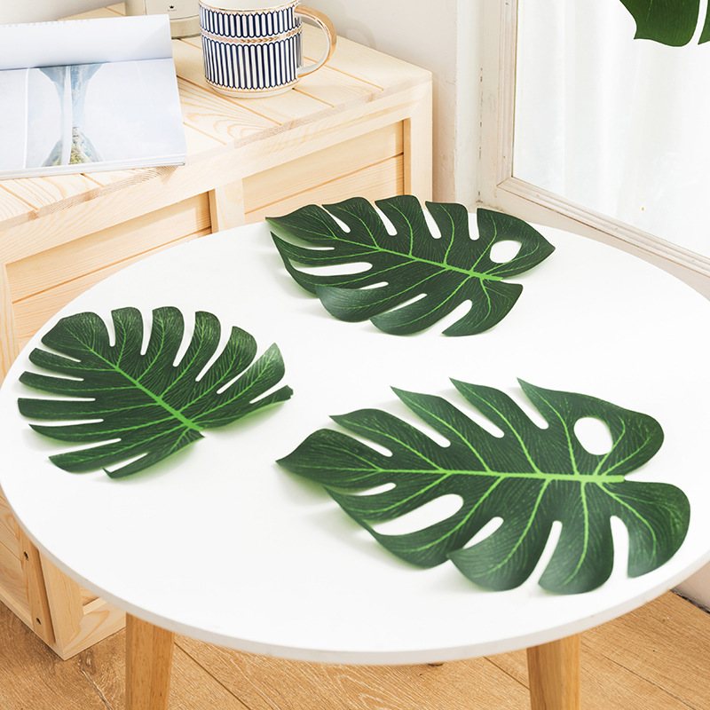 Hojas artificiales de monstera de Amazon, bambú, decoración de fiesta hawaiana, vegetación artificial, decoración de globos para bodas, pancarta, hojas tropicales