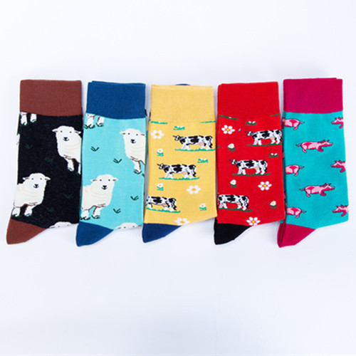 Cross-border autumn and winter new Happy Farm trendy socks mid-tube cotton socks wholesale socks colorful casual socks