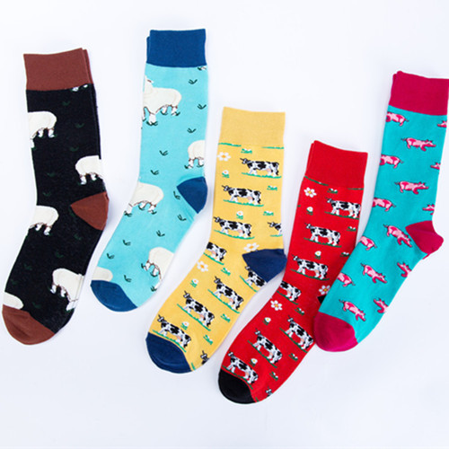 Cross-border autumn and winter new Happy Farm trendy socks mid-tube cotton socks wholesale socks colorful casual socks