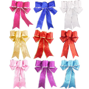 25CM Glitter Powder Christmas Bow Hanging Christmas Tree Decoration DIY Accessories Christmas Bow Pendant