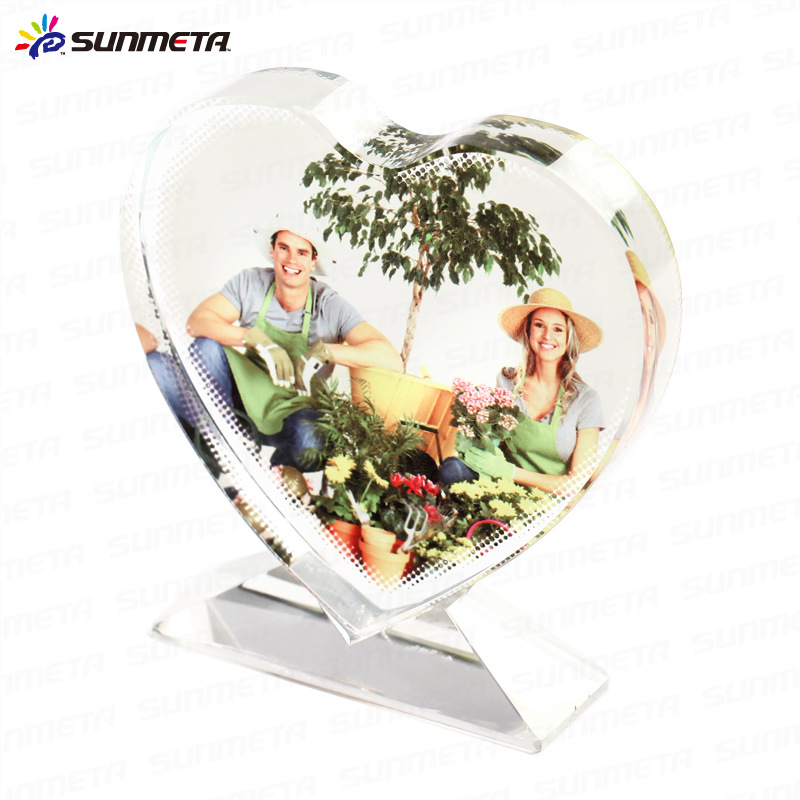Cristal en forma de corazón regalo decoración cristal imagen blanca en blanco de alta gama de cristal artesanía amor creativo decoración mesa invitado imagen impresa