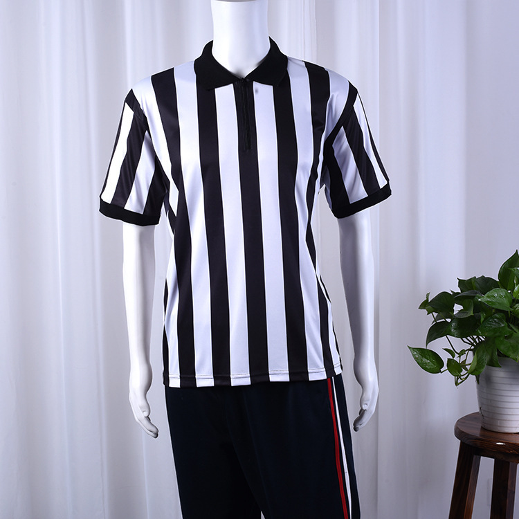 Ball uniform referee clothing striped led T-shirt breathable wicking short sleeve POLO black and white vertical stripes sublimation Jersey