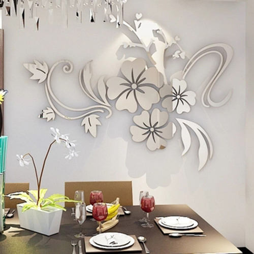 3D acrylic crystal three-dimensional wall stickers mirror flower vine living room sofa TV background wall decorative wall creative stickers