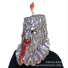 万圣节蜡烛人骷髅面具假发光头盔cos鬼屋密室血滴子丧尸惊束鬼脸