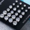 Accessory, crystal, zirconium, set, earrings, European style, 12 pair, simple and elegant design, suitable for import