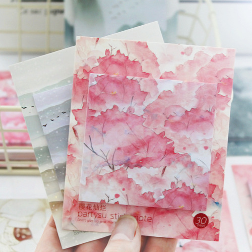 Creative small fresh sticky notes Korean cute sticky notes stationery supplies girly heart note notes N times stickers can be pasted