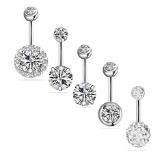 Wish Amazon eBay New Arrival 5PCS Navel Ring Set Zirconium Navel Pin Navel Clasp Piercing Jewelry