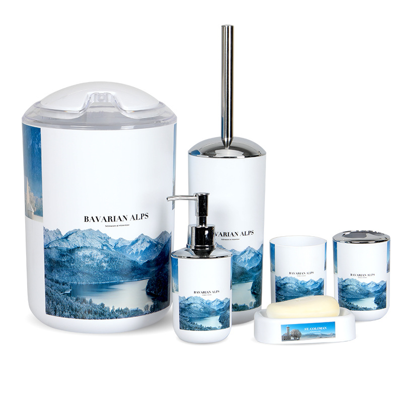 Set de baño de plástico bathroomset suministros de baño Baño hogar traje de lavado conjunto de baño de seis piezas