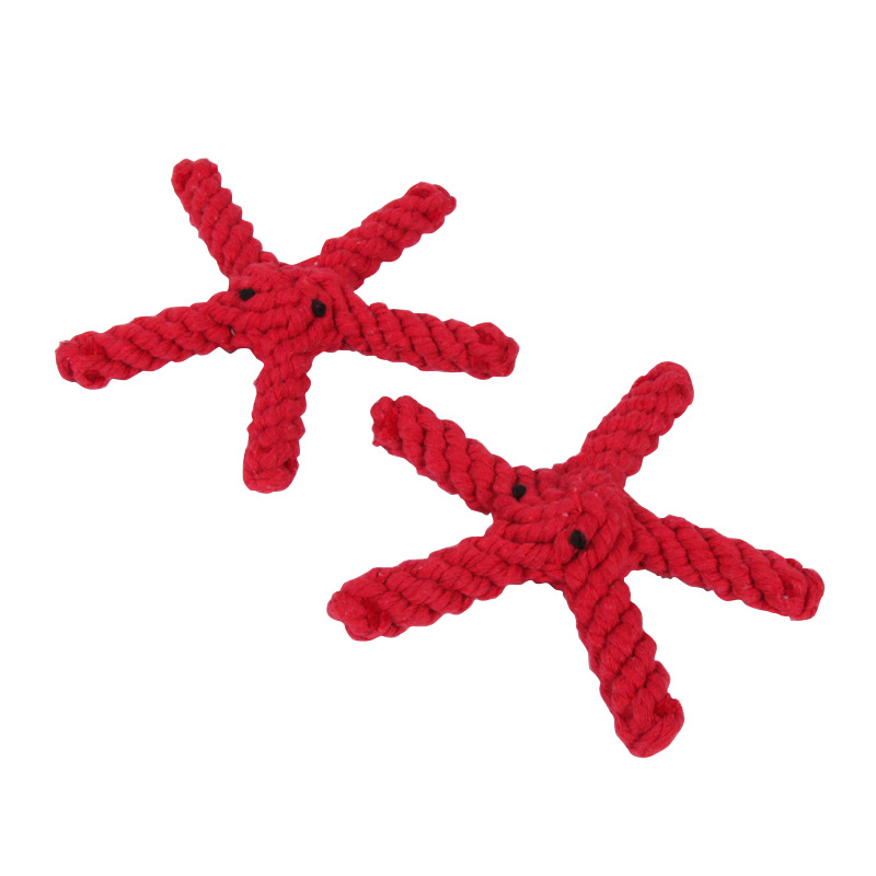Los fabricantes suministran suministros para mascotas divertido entrenamiento del perro cuerda de algodón mordedura juguetes nueva forma de estrella de mar gato perro nudo Juguetes
