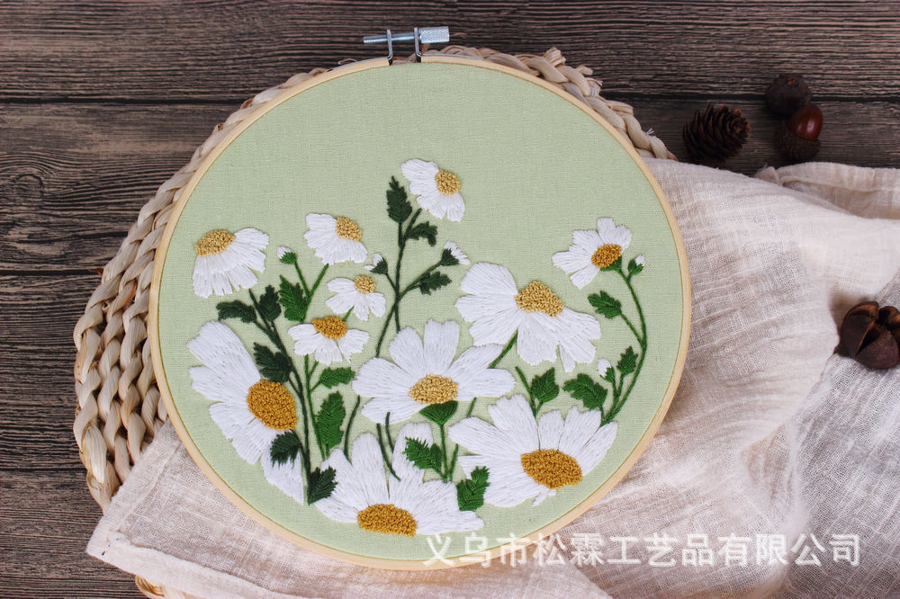 DIY bordado hecho a mano material paquete amistad flor tela Europea flor y hierba material paquete kit ventas directas de la fábrica