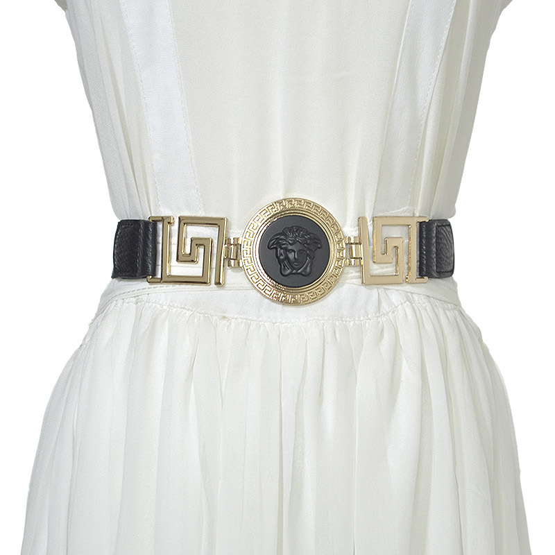 Cross-border European and American hot sale classic old head elastic belt fashion all-match Beauty head women's waist seal wholesale