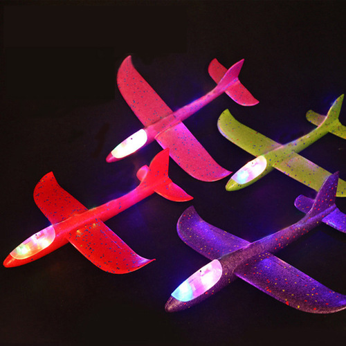 Glowing lighted hand-thrown aircraft foam glider camouflage spin stunt children's model aircraft electric fighter toy