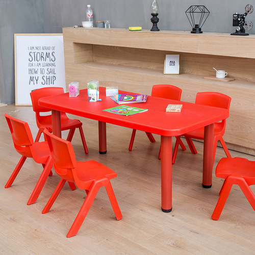 Kindergarten tables and chairs, children's table set, baby toy table, household plastic table, study table, rectangular small chair