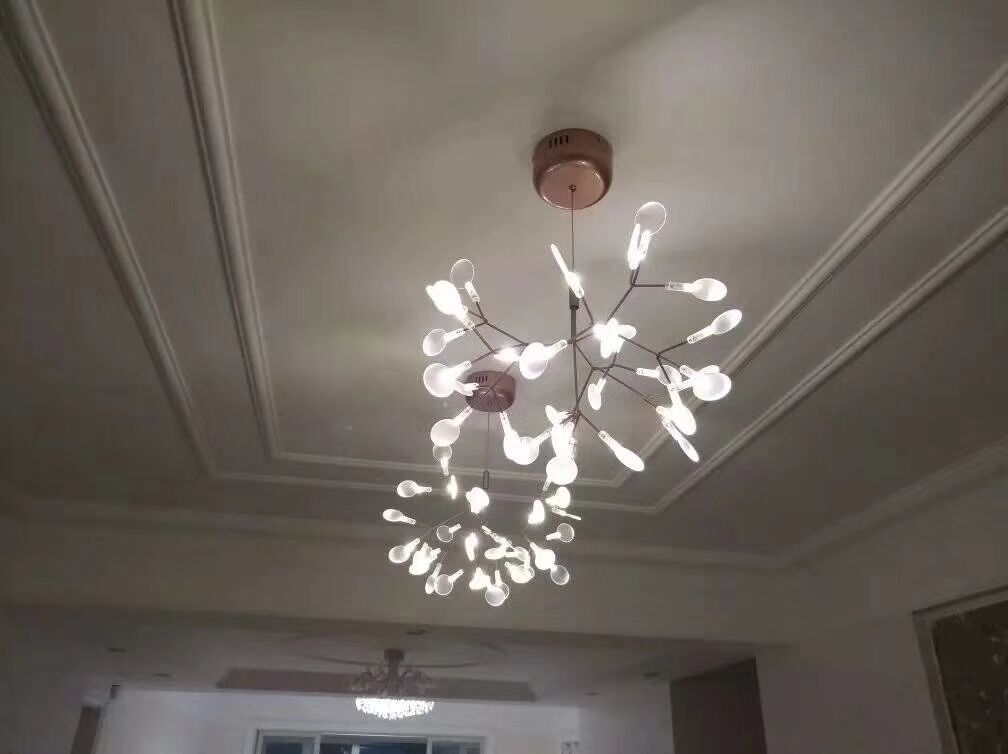 FUENTE Luz de fábrica de lujo Nórdico post-moderno minimalista rama araña Restaurante Hotel Villa Firefly araña