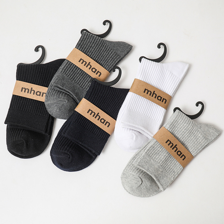 Autumn and winter socks double needle vertical socks men's socks Joker solid color cotton men's socks manufacturers spot wholesale Autumn and winter socks double needle vertical socks men's socks Joker solid color cotton men's socks manufacturers spot wholesale