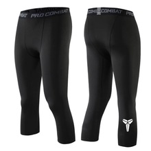 紧身裤男健身运动印标裤跑步训练七分裤高弹力速干透气压缩健身裤