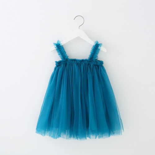 Ins summer new girl child spaghetti strap mesh dress children's mesh dress princess dress puffy dress drop shipping one piece