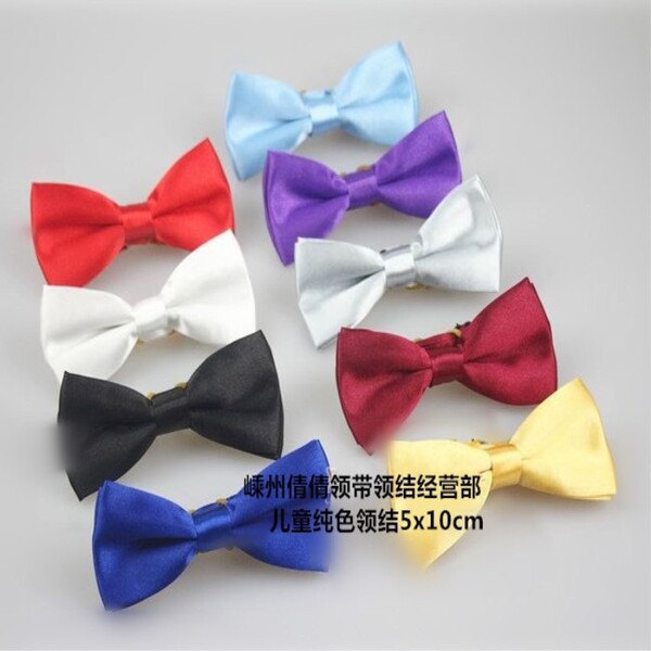 Children's solid color glossy bow tie with bow for early age